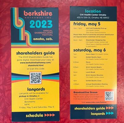 2023 BERKSHIRE HATHAWAY SHAREHOLDER MEETING SCHEDULE PAMPHLET - WARREN BUFFETT