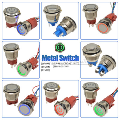 250V 5A 16mm/19mm/22mm Flat Round/Spherical Momentary Metal Push Button Switch