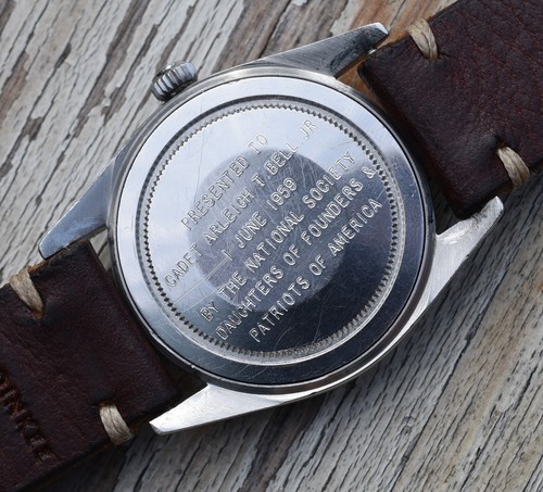 Vtg ROLEX 6424 Jumbo 36mm Oyster Precision Watch Cadet Military Gift Tropical - Picture 5 of 6
