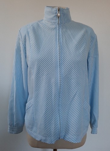 Draper's & Damon's Petites Zip Jacket Size PS Long Sleeves Blue White Stripe - Picture 2 of 14