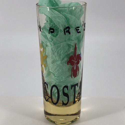 Costa Rica Expressigns Souvenir Yellow Tinted Shot Glass - Toucan, Heart, Error?