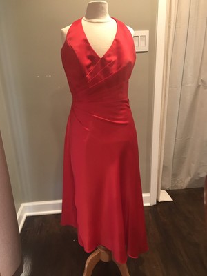 red halter cocktail dress