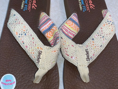 Sandali infradito donna Skechers Asana taglia 10 marroni all'uncinetto yoga schiuma NUOVI - Foto 2 di 7
