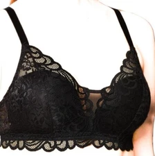 Bali Women's Wire-free All Over Lace Comfort Black Bra Size L