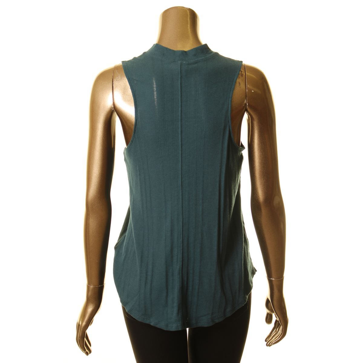 FREE PEOPLE Women's Turquoise Faye Ribbed Keyhole Tank