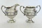 Vintage Wallace Rose Point 4640-9 Sterling Silver Creamer & Sugar Bowl Set 194g.