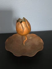 MCM Brass Tulip Flower Candlestick Holder Mwtal Decor Art Deco