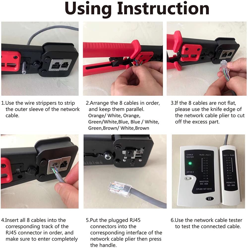 LEATBUY RJ45 Crimp Tool Set for Crimper Kit CAT5/CAT6 Ethernet Crimping Tool ...