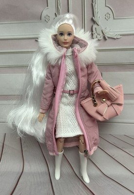 Karl Face Barbie Tooth Fairy Made to Move White Hair Doll Winter Outfit OOAK