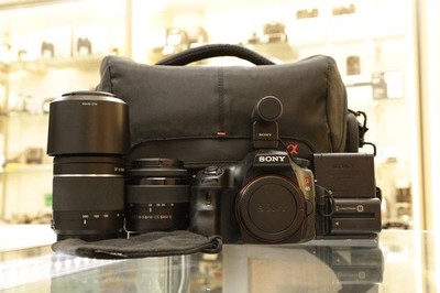 Sony SLTA65-2282149 Alpha SLT-A65 DSLR Camera Body Dual Lens Kit, Black (24.3MP)