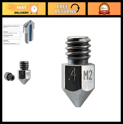 High-Speed Steel .4mm MK8 Nozzle - Hardened Plated for 3D Printers, Precision Up
