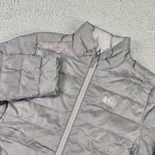 REI Co-op Puffer Jacket Kids 10 Gray Down Insulated Packable Zip Lightweight