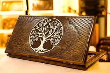 Backgammon Set Tree of Life, Wooden Board Game, Wood Armenian Nardi Handmade