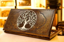 Backgammon Set Tree of Life, Wooden Board Game, Wood Armenian Nardi Handmade