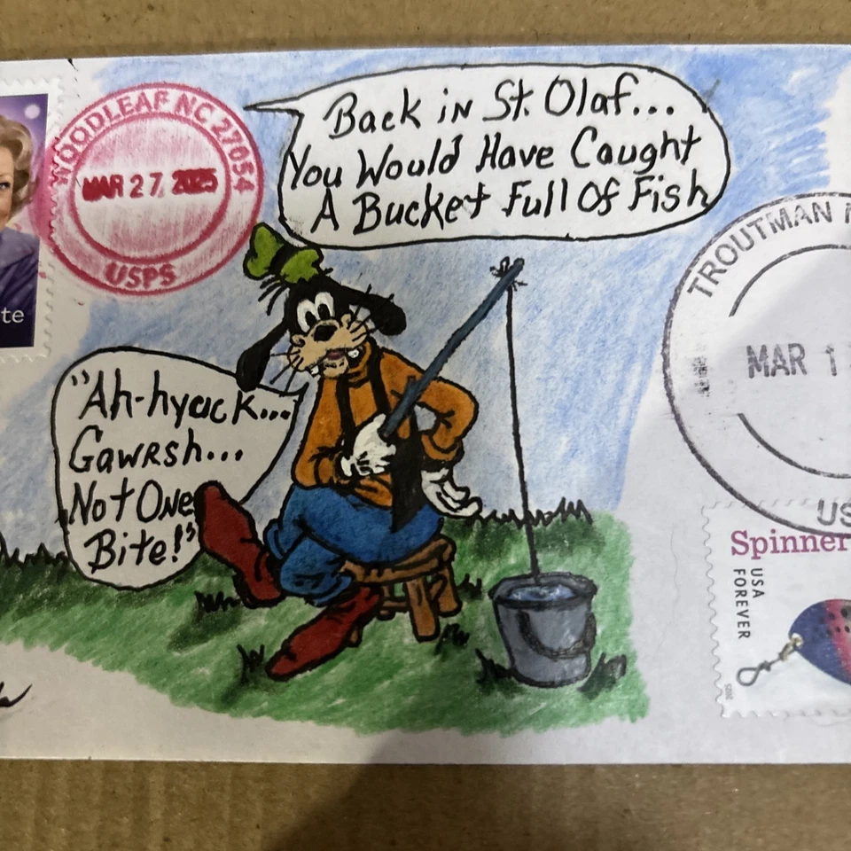 2025 Freshwater Fishing Lures & Betty White Forever Stamp C104 Goofy FDC/OOAK - Image 3 of 4