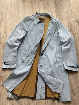 Prada Tranch coat Blue Mens 46 size waterproof Jacket Vintage Leather logo  Rare - Main Image