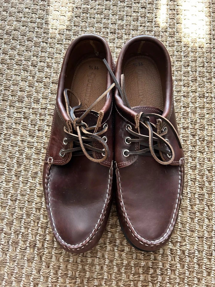Quoddy brown leather Vibram sole blucher boat shoes 11.5 nwot new - Image 3 of 4
