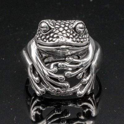 Süßer Frosch Ring 925 Sterling Silber M-Z Größen Kröte Froschkönig Amphibie