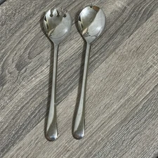 Silver Plate.Salad Serving Set Large Fork and Spoon Italy