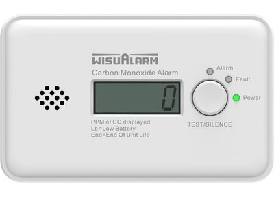 WisuAlarm Kohlenmonoxidmelder CP3DC Typ B 10 Jahres Batterie LCD Display UKCA