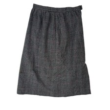 Vintage 60s Emily Glen Plaid Wool Skirt   Grey Red Check Repair Project Cutter