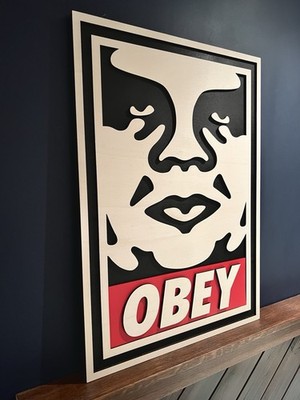 Obey Andre The Giant Poster 50 x 70 cm - 3D Logo aus Holz - Innendekoration