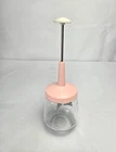 Vintage MCM Federal Housewares Clear Glass Pink Top Food Chopper 2 Cup