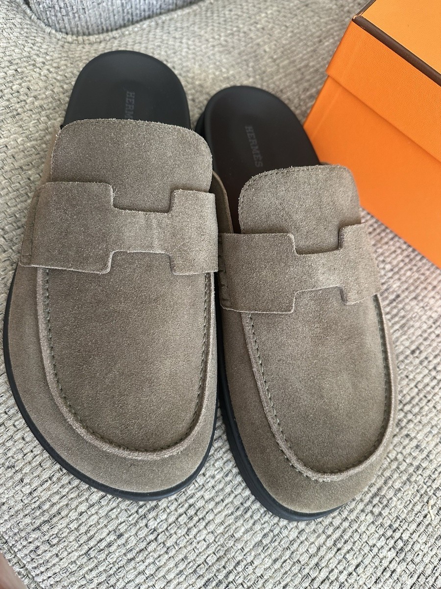 size 42.5EU NEW HERMES Etoupe Suede Goatskin Women's Go Mule | eBay
