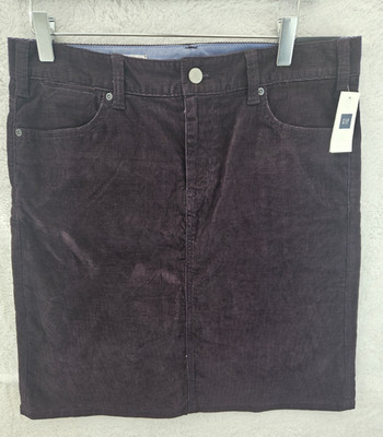 GAP 1969 Damen dunkellila Feinnadel Cord Rock Taschen Größe 12 neu mit Etikett