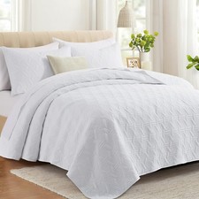 Lavsiry White Queen Size Quilt Bedding Set Full/Queen 90"x96" , Bright