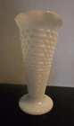 Vintage Anchor Hocking Hobnail Milk Glass Trumpet Vase Footed 9.5"H X 5.25" Dia