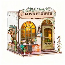 DIY Miniature House Kit, Flower Shop Book Nook Kit, Mini House Building Kit, Min