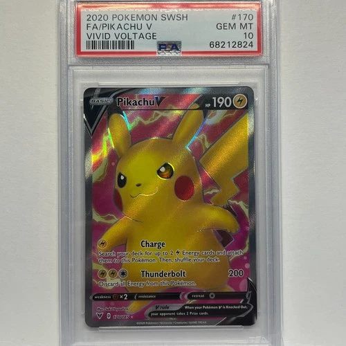 2020 Pokemon SWSH Vivid Voltage Pikachu V #170/185 PSA 10 GEM MINT