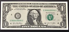 2021 Dollar Bill True Flipper/Rotator Fancy Serial Number D 90669906 C "Swimmer"