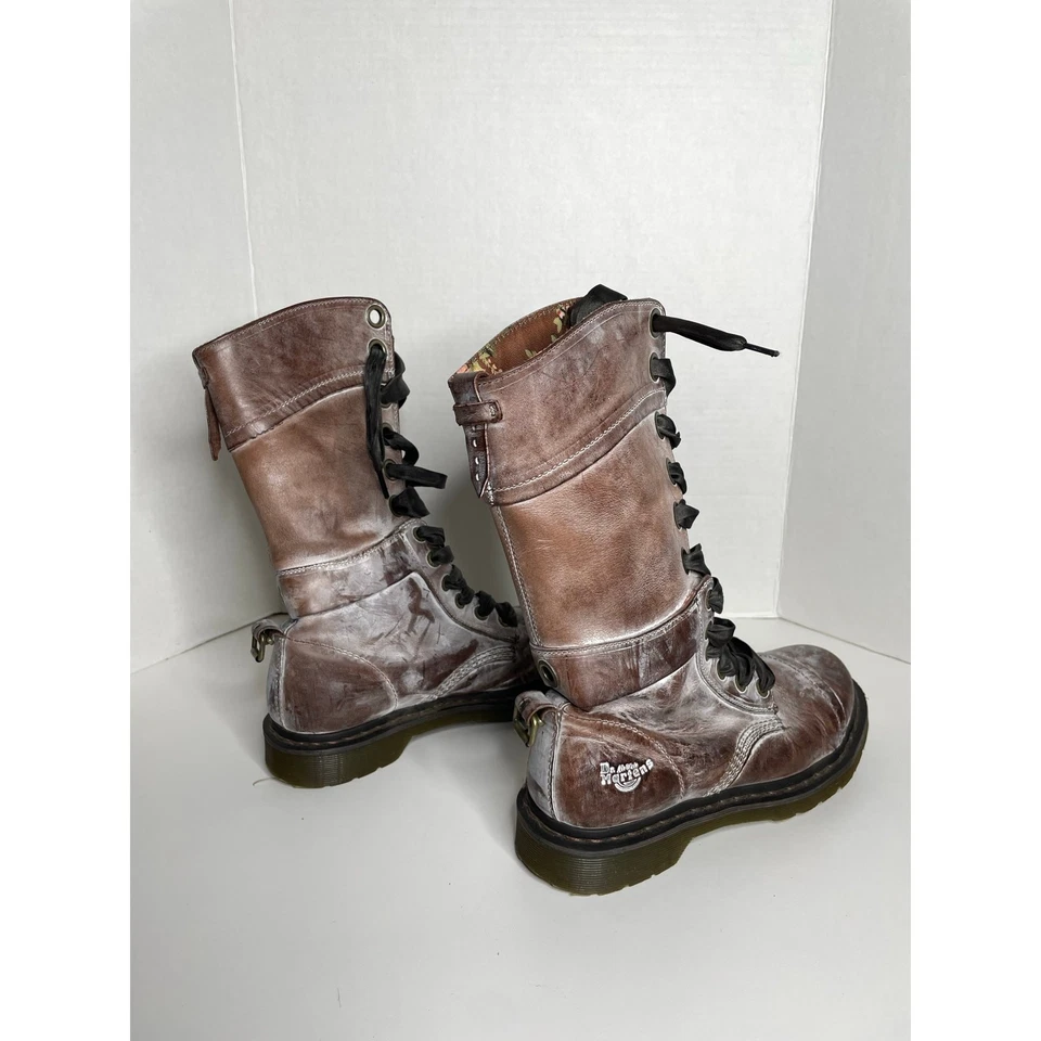 Dr. Martens Women’s Size 10 Brown Floral Foldover Triumph Lace Up High Boots - Image 4 of 4