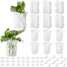 Aquarium Plant Holder Upgraded Large 12 Set with 72 Hooks 24 Suction Cups Clear