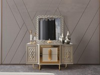 Garnitur Anrichte Spiegel Kommoden Luxus Sideboard Schrank Set Holz Neu