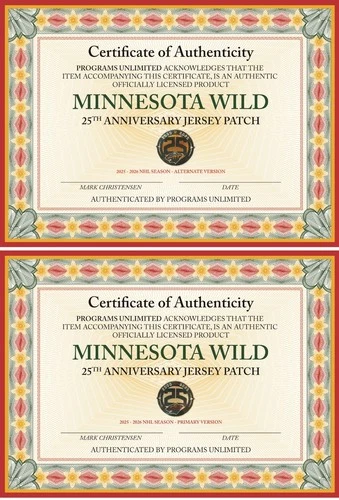 2025-2026 MINNESOTA WILD 25TH ANNIVERSARY TWO (2) PATCH SET PRIMARY ALTERNATE - Picture 2 of 3