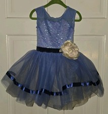 WEISSMAN blue Sequined Velvet Tulle Tutu Flower Dance Costume XSC XS Child