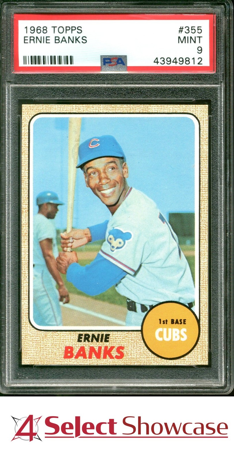 1968 TOPPS #355 ERNIE BANKS CUBS HOF PSA 9
