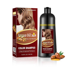Hair Dye Shampoo 3 in 1, Hair Color Shampoo for Women  Men Argan Oil Dark Coffe
