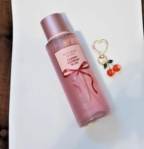 VICTORIA'S SECRET Cherry BonBon Bliss BODY MIST 8.4 FL OZ + Red Cherry Keychain