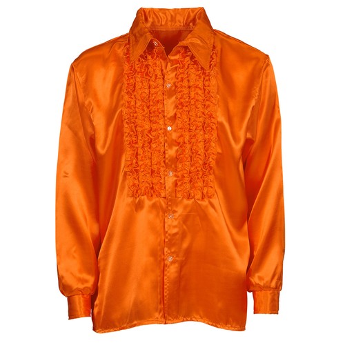 Satinhemd XL 54 orange Schlagerstar Rüschenhemd 70er Jahre Hemd Hemd Disco Night - Bild 2 von 2