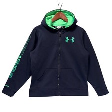 Under Armour MagZip Storm Fleece Hoodie Jacket Youth YLG Green Black Full Zip