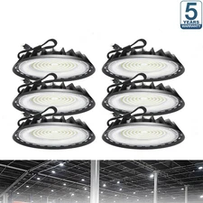 6 Pack 500W UFO Led High Bay Light Industrial Commercial Warehouse Garage Light