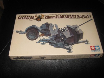 MIB German 20 mm Flak38. MIT Sd.Ah. 51 by Tamiya in 1/35 scale from 1970s