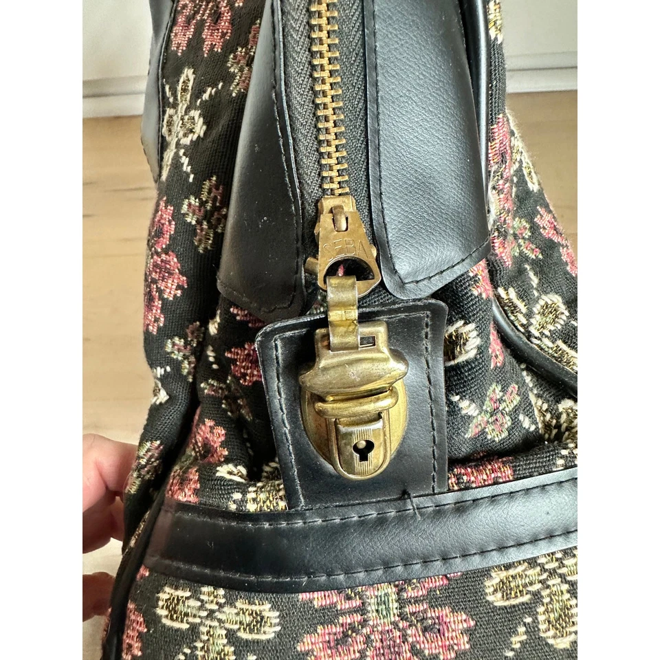 Vintage 60s Tapestry Carpet Handbag/Purse Oversized Travel Retro Chic - Image 4 of 4