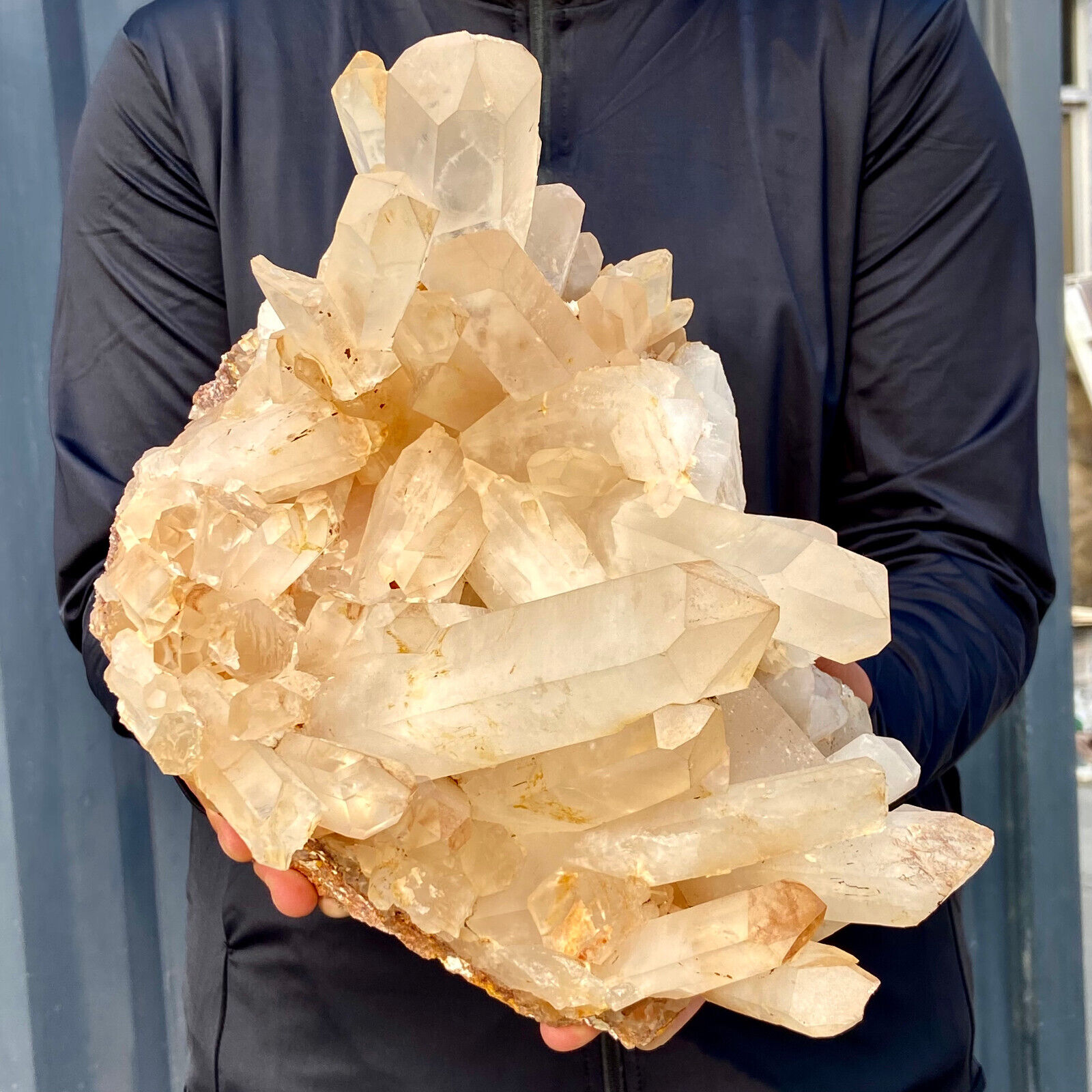 12.7LB A+++Large Natural white Crystal Himalayan quartz cluster /mineralsls