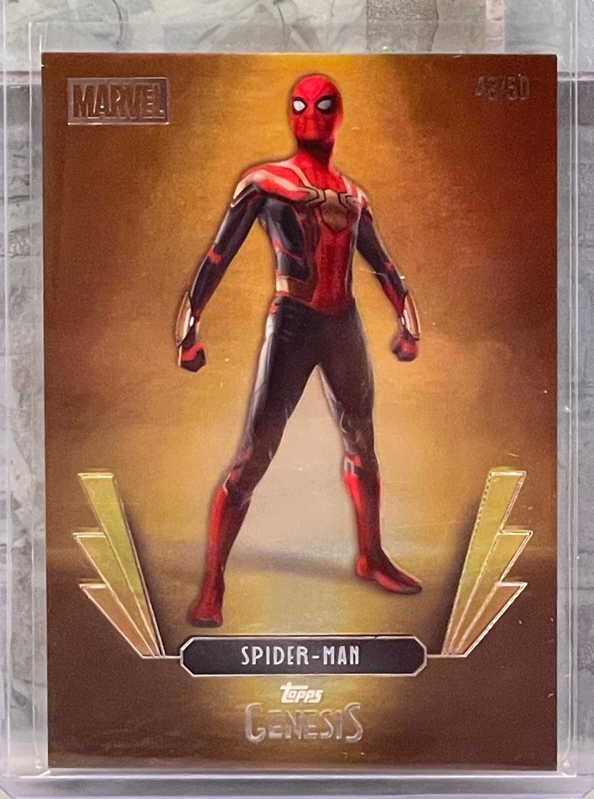 2025 Topps Disney Genesis Gold Holo Foil 48/50 Spider-Man #100
