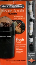 COFFEE GRINDER Proctor Silex Retractable Cord Grinder Stainless Steel Blades 
